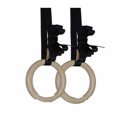 1 Pair Birch Wood Gymnastic Rings Pull Up GYM Ring for Home Fitness Strength Training
