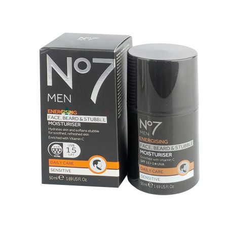 No7 Men Energising Face, Beard & Stubble Moisturiser with SPF 15 50ml