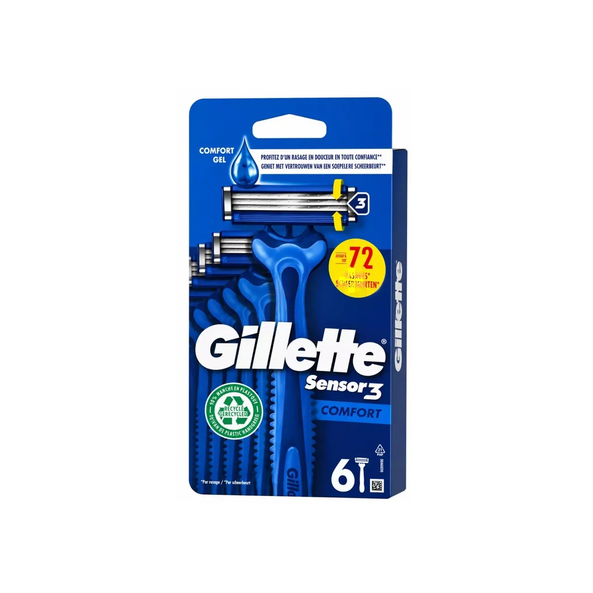 Gillette Sensor 3 Comfort Men's Disposable Razors 6's Pack