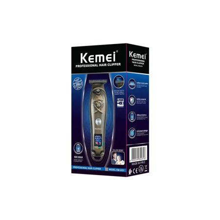 Kemei KM-2231 Full Metal Rechargeable Cordless Hair Trimmer For Men LCD display