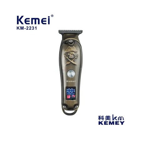 Kemei KM-2231 Full Metal Rechargeable Cordless Hair Trimmer For Men LCD display