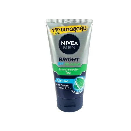 NIVEA Men Bright Oil Clear AirCool Facial Foam 150g – Mint Crystal & Vitamin C Face Wash for Oil Control