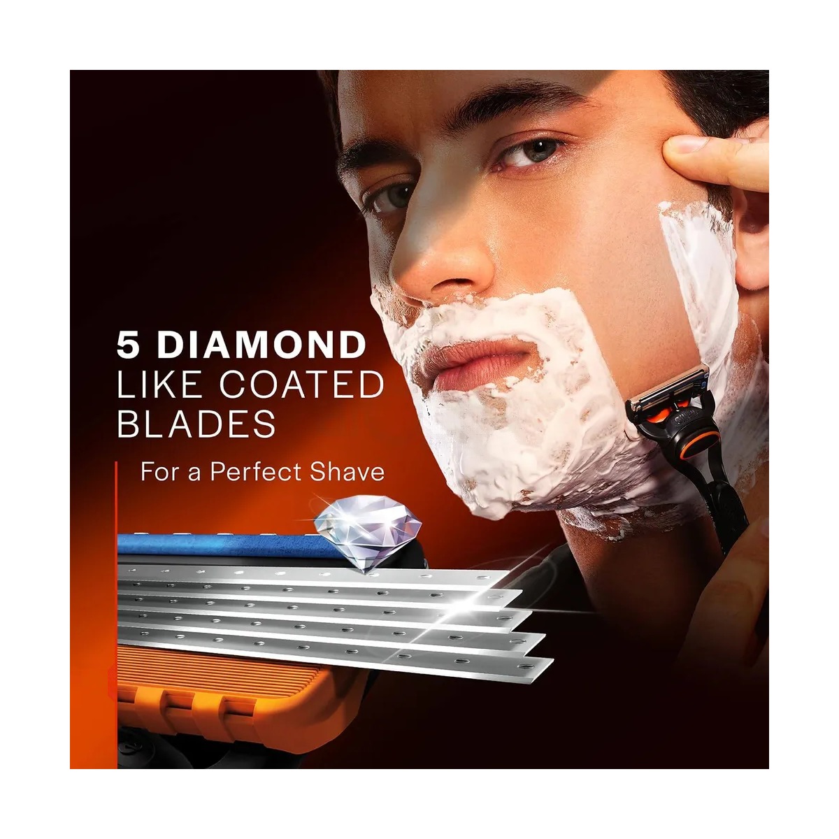 Gillette Fusion 5 Razor with Styling Black Blade & 5 Diamond Like Coated Blades