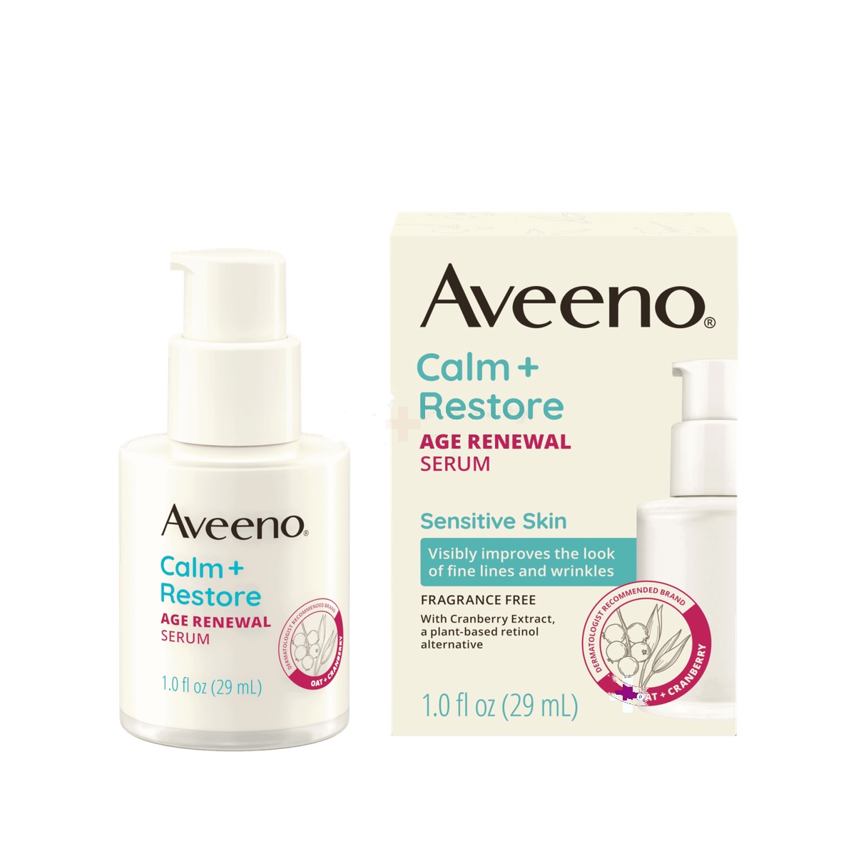 Aveeno Calm + Restore Fragrance Free Age Renewal Serum for Sensitive Skin