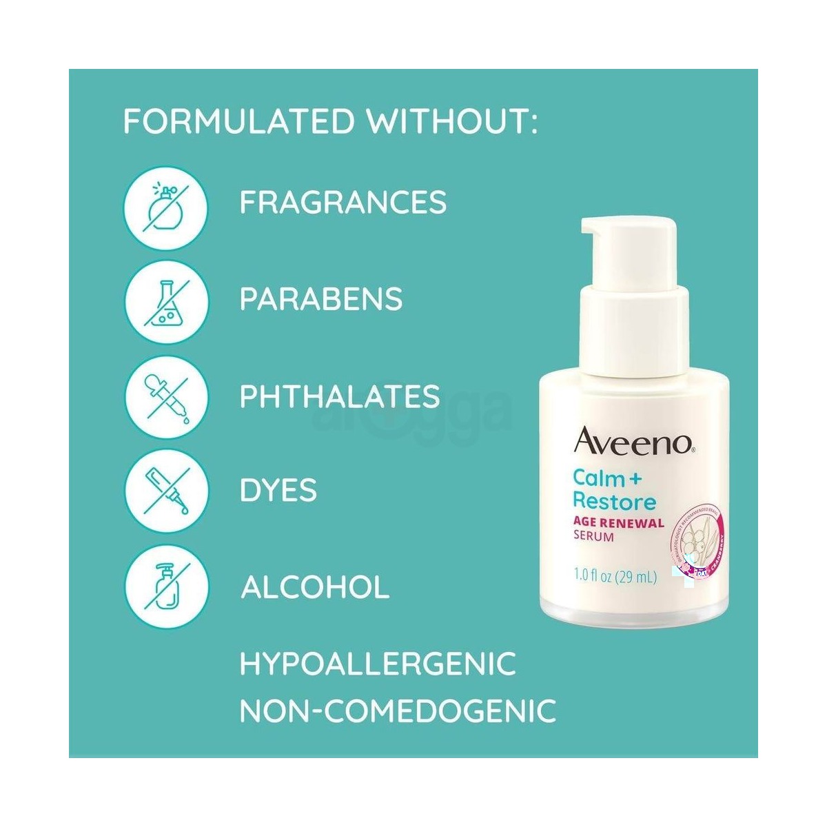 Aveeno Calm + Restore Fragrance Free Age Renewal Serum for Sensitive Skin
