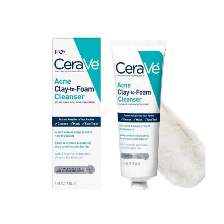 CeraVe Acne Clay-to-Foam Facial Cleanser 118ml
