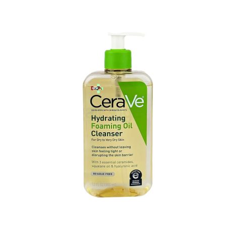 CeraVe Hydrating Foaming Oil Cleanser 355ml – For Dry to Very Dry Skin – With 3 Essential Ceramides, Squalane & Hyaluronic Acid (Made in USA)