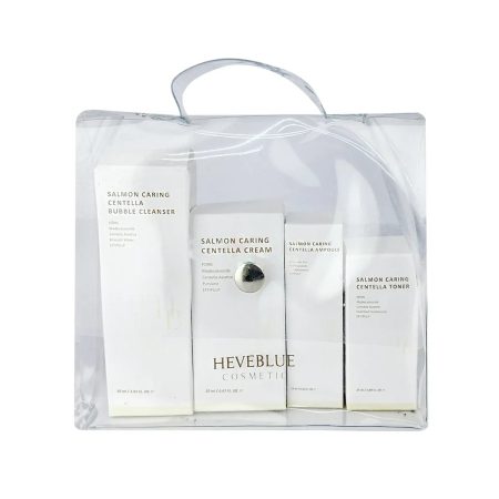 HEVEBLUE Salmon Caring Centella Special Travel Kit Bag – 4pcs Skincare Set
