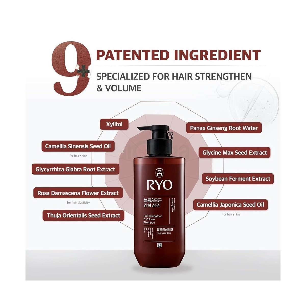 Ryo Hair Strengthen & Volume Shampoo – Triple Collagen & Black Soybean for Hair Loss Care (480ml)