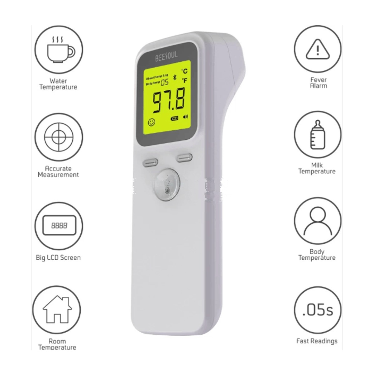 BEESOUL T16 Non-contact Infrared Thermometer Thermometer (White)