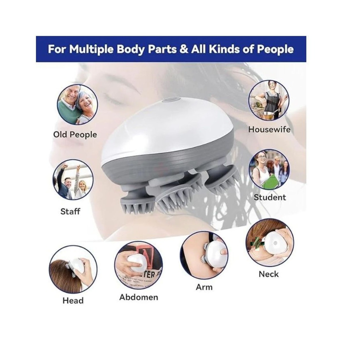 Smart Scalp Electric Massager Tool for Stress Relief, Blood Circulation & Hair Growth