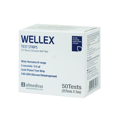 Wellex Blood Glucose Test Strip 50's Pack