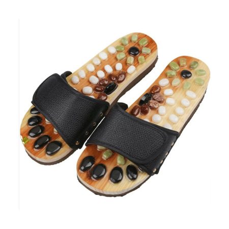 Foot Massage Slippers Massager Shoes Shiatsu Relax Sandals With Natural Cobblestone Stones (Women/Men) (39-40)