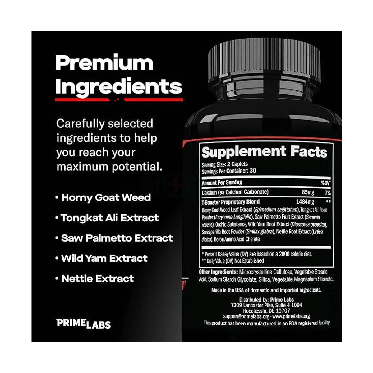 Prime Labs Testosterone Booster for Men, 60 Caplets