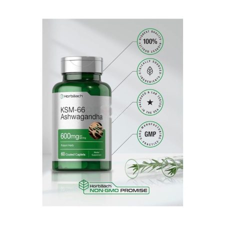 Horbaach KSM-66 Ashwagandha 600mg with L-Theanine 60 Caplets