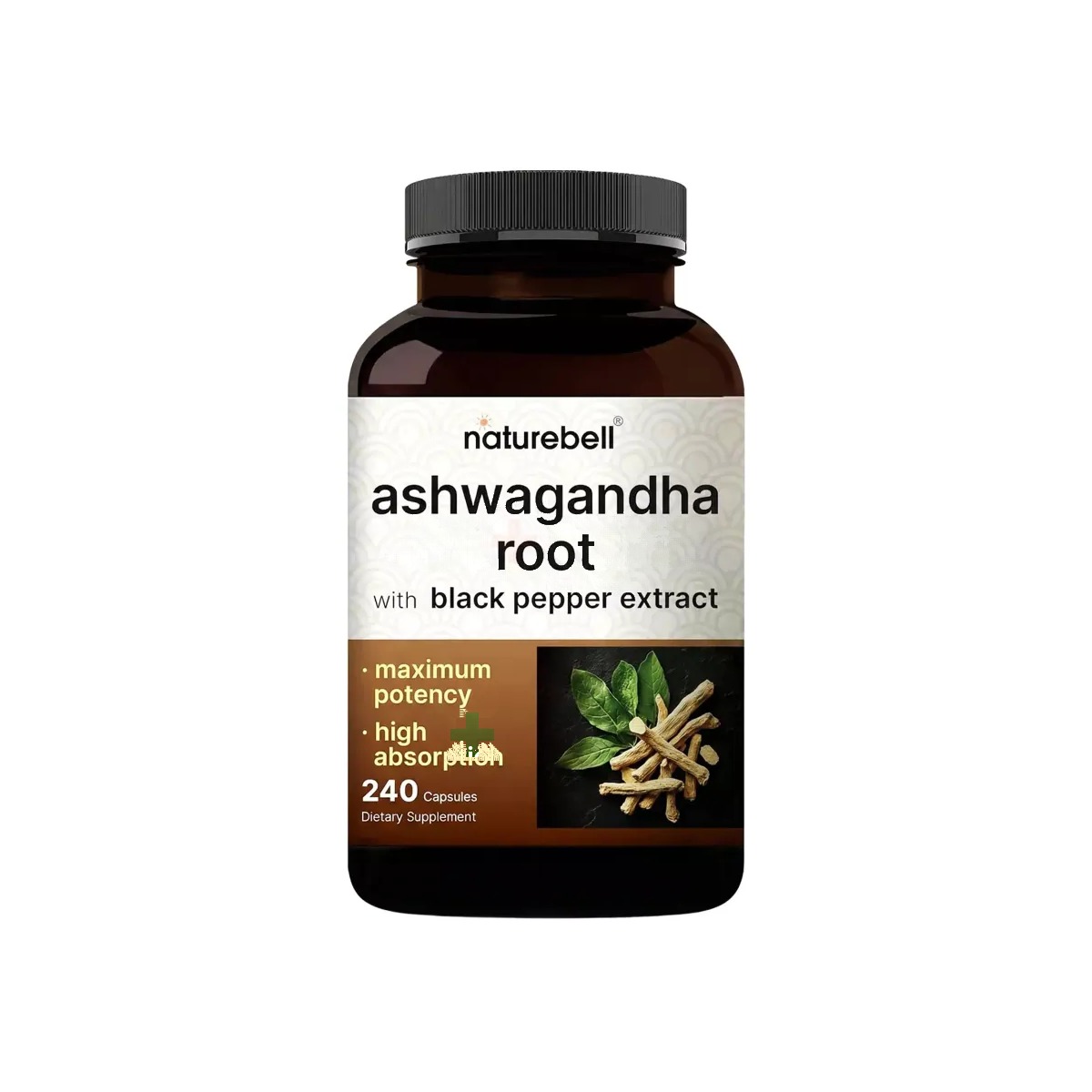 NatureBell Ashwagandha 12,500 mg Equivalent with Black Pepper, 240 Capsules