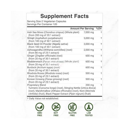 Deal Supplement Irish Sea Moss 7,000mg Per Serving, 240 Veggie Capsules