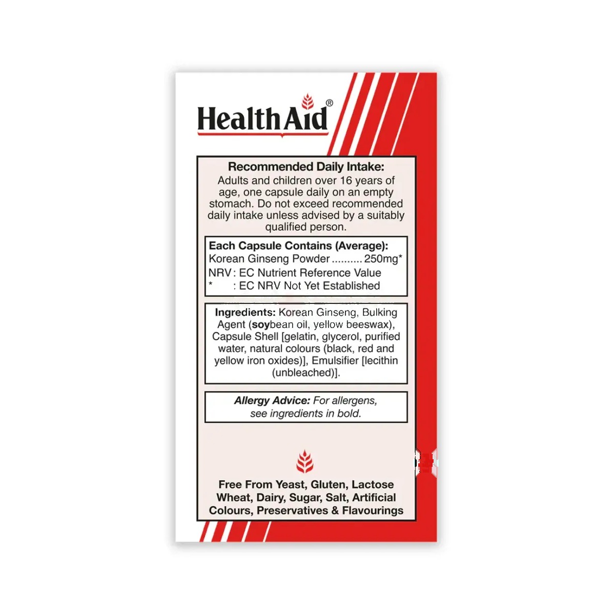 Healthaid Korean Ginseng 250mg 50 Capsule