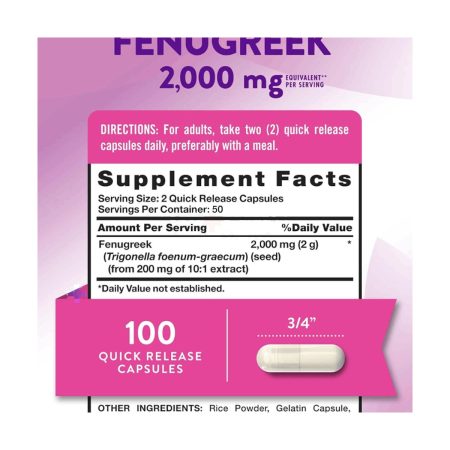 Nature's Truth Fenugreek Seed Capsules 2000mg 100capsules