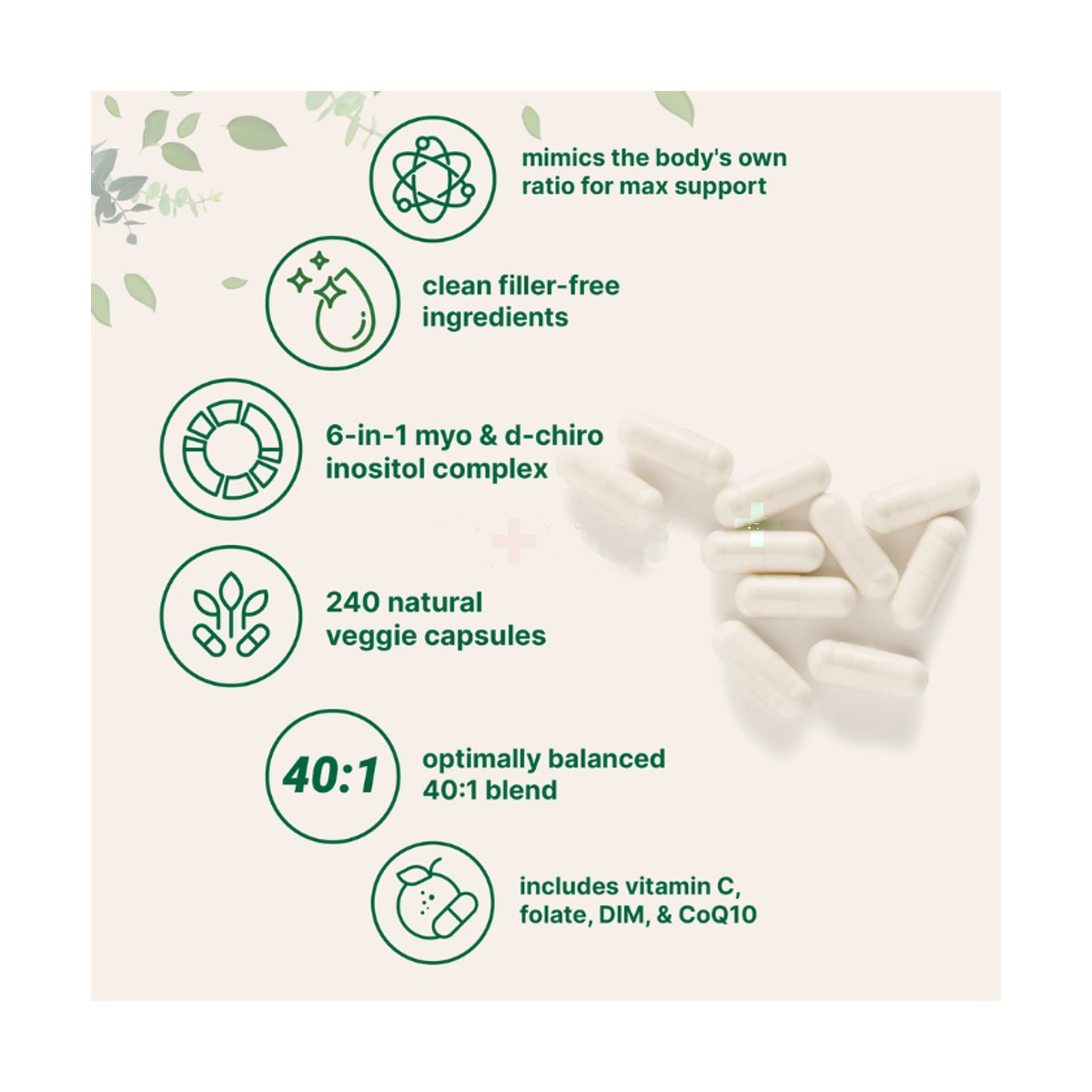 Microingredients Myo-Inositol & D-Chiro Inositol 2,050mg – 240 Veggie Capsules