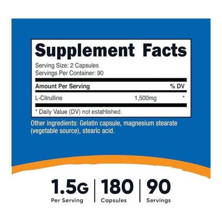 Nutricost L-Citrulline 1500mg – 180 Capsules