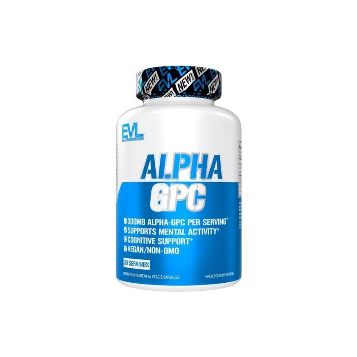 Evlution Nootropic Alpha GPC Choline Supplement Alpha GPC 600mg 30 Servings 60 Capsules