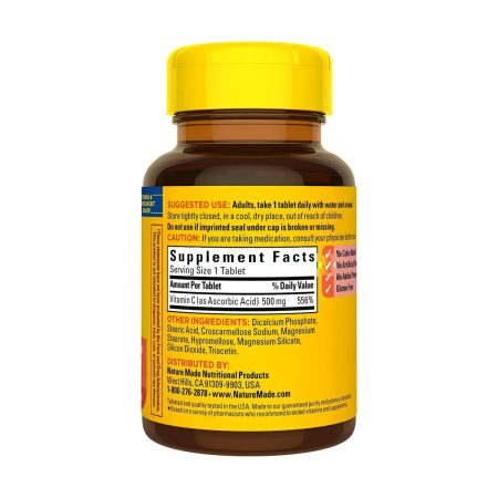 Nature Made Vitamin-C 500mg Dietary Supplement for Immune Support 100 Tablets