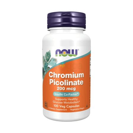 NOW Supplements, Chromium Picolinate 200 mcg, Insulin Co-Factor*, 100 Veg Capsules