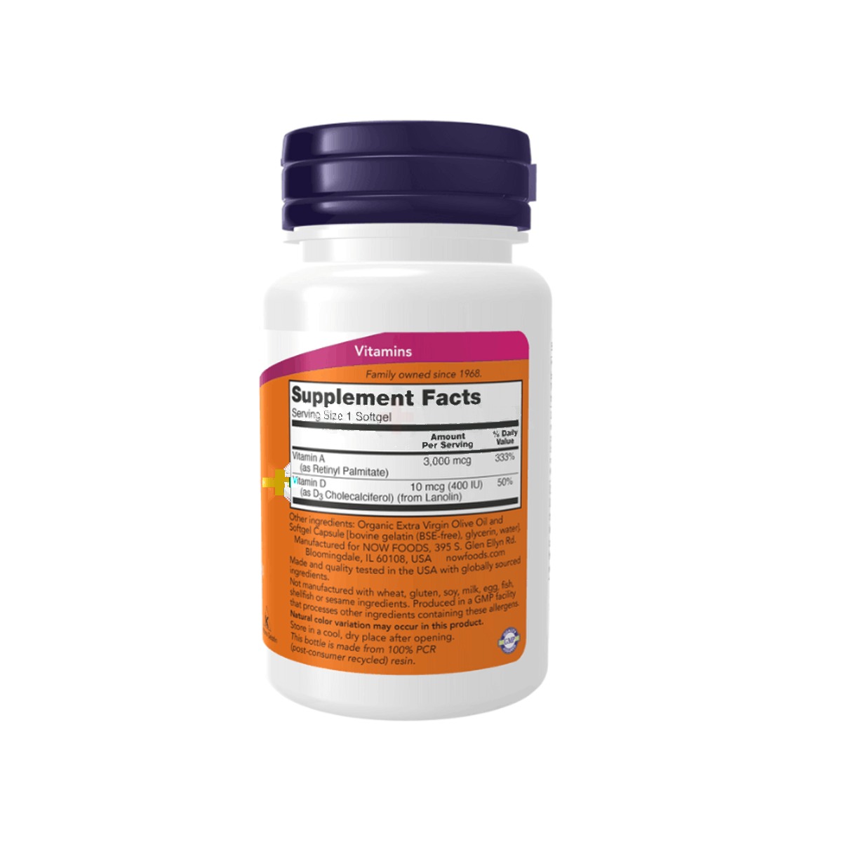Now Foods Vitamin A & D, 10000/400, 100 Capsules
