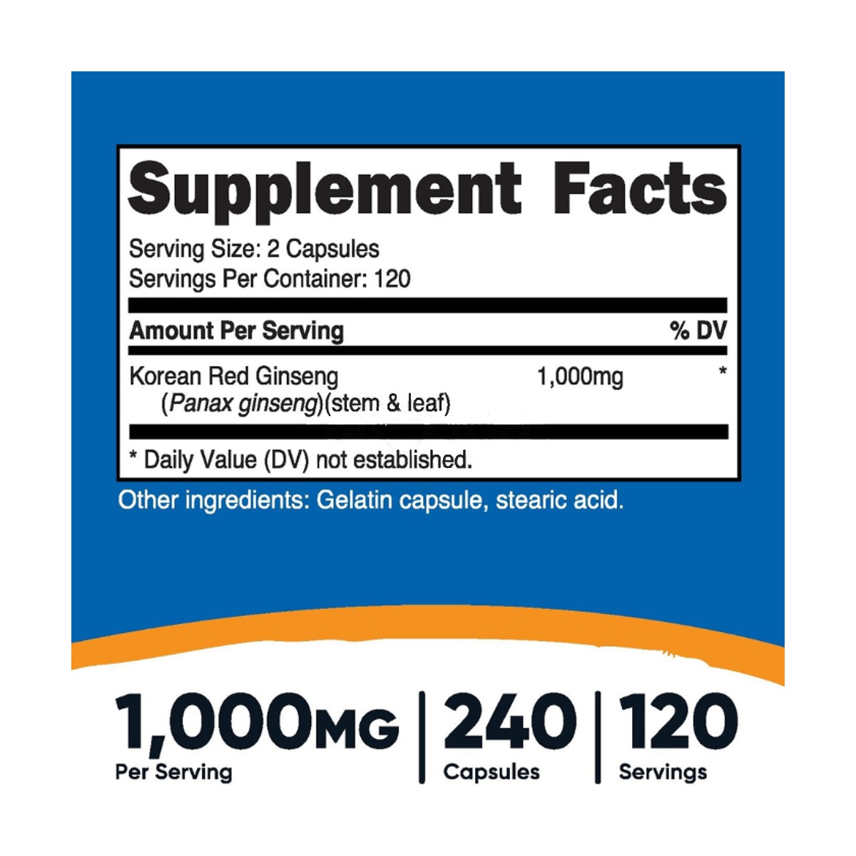 Nutricost Korean Ginseng 1000mg Serving, 240 Capsules