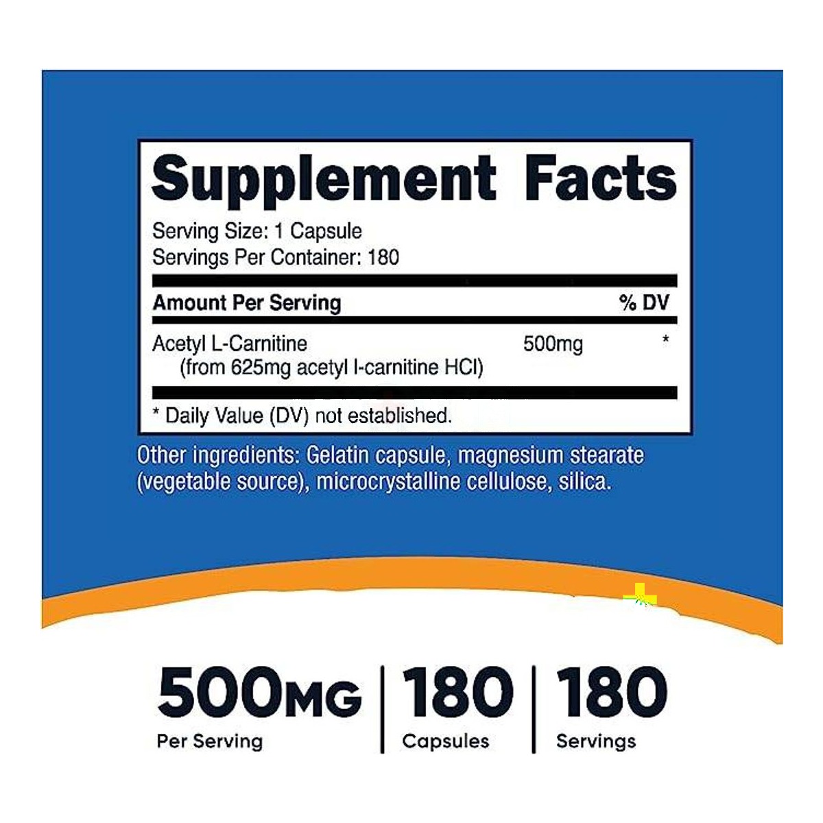 Nutricost Acetyl L-Carnitine 500mg, 180 Capsules - Non-GMO and Gluten Free