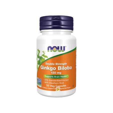 NOW Supplements, Ginkgo Biloba 120 mg, Double Strength, Non-GMO Project Verified, 50 Veg Capsules