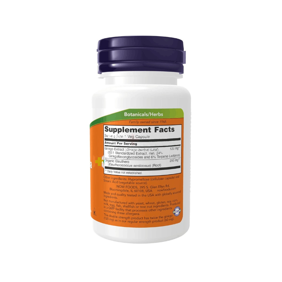 NOW Supplements, Ginkgo Biloba 120 mg, Double Strength, Non-GMO Project Verified, 50 Veg Capsules