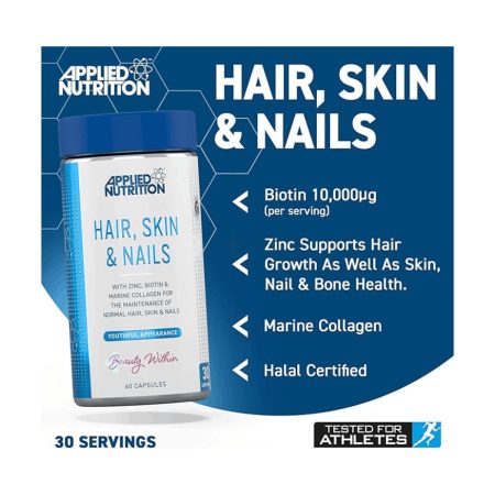 Applied Nutrition Hair, Skin & Nails Supplement - 10,000 mcg Biotin & Marine Collagen
