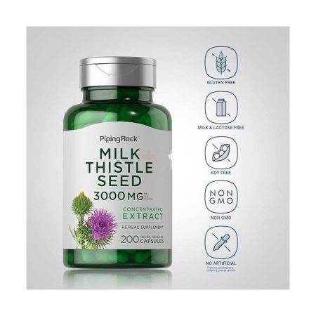 Piping Rock Milk Thistle Supplement  3000mg  200 Capsules