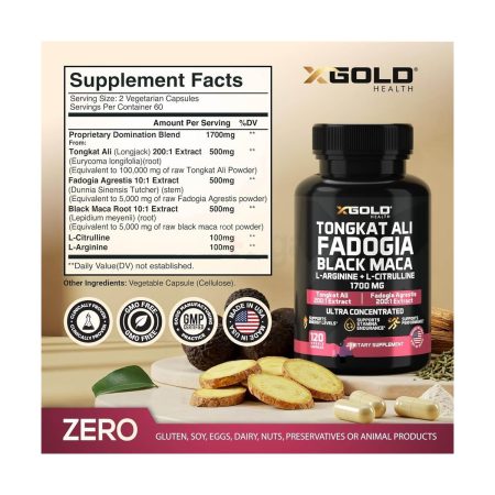 X Gold Tongkat Ali Fadogia Black Maca - 1,700mg - 120 Capsules