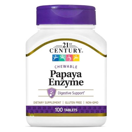 21st Century Papaya Enzyme Chewable Tablets, Tropical, 100 Count