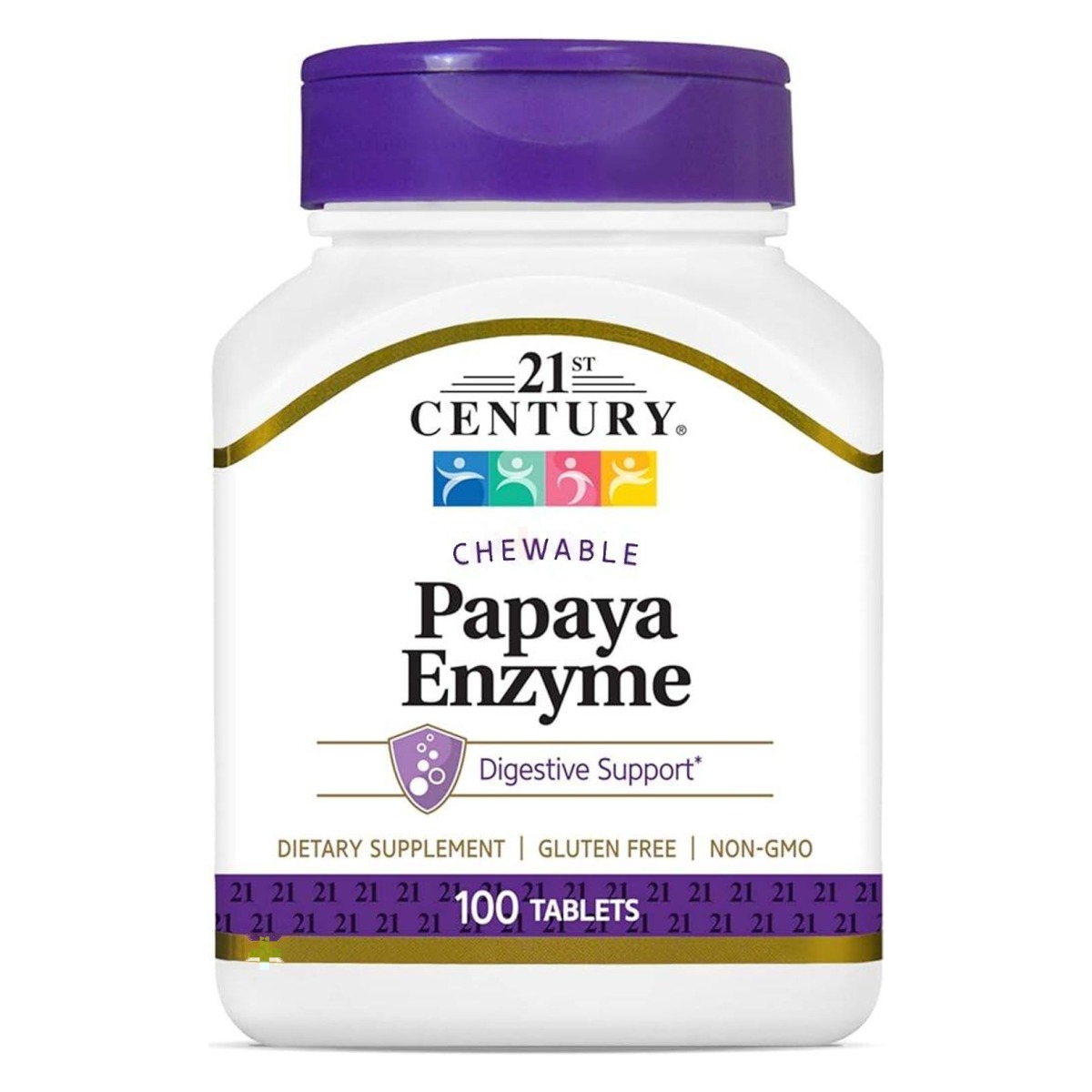 21st Century Papaya Enzyme Chewable Tablets, Tropical, 100 Count