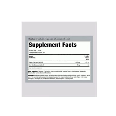 Piping Rock Vitamin-C 1000 mg with Wild Rose Hips 100 Tablets