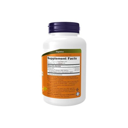 NOW Supplements, Betaine HCl 648mg, Digestive Support 120 Veg Capsules