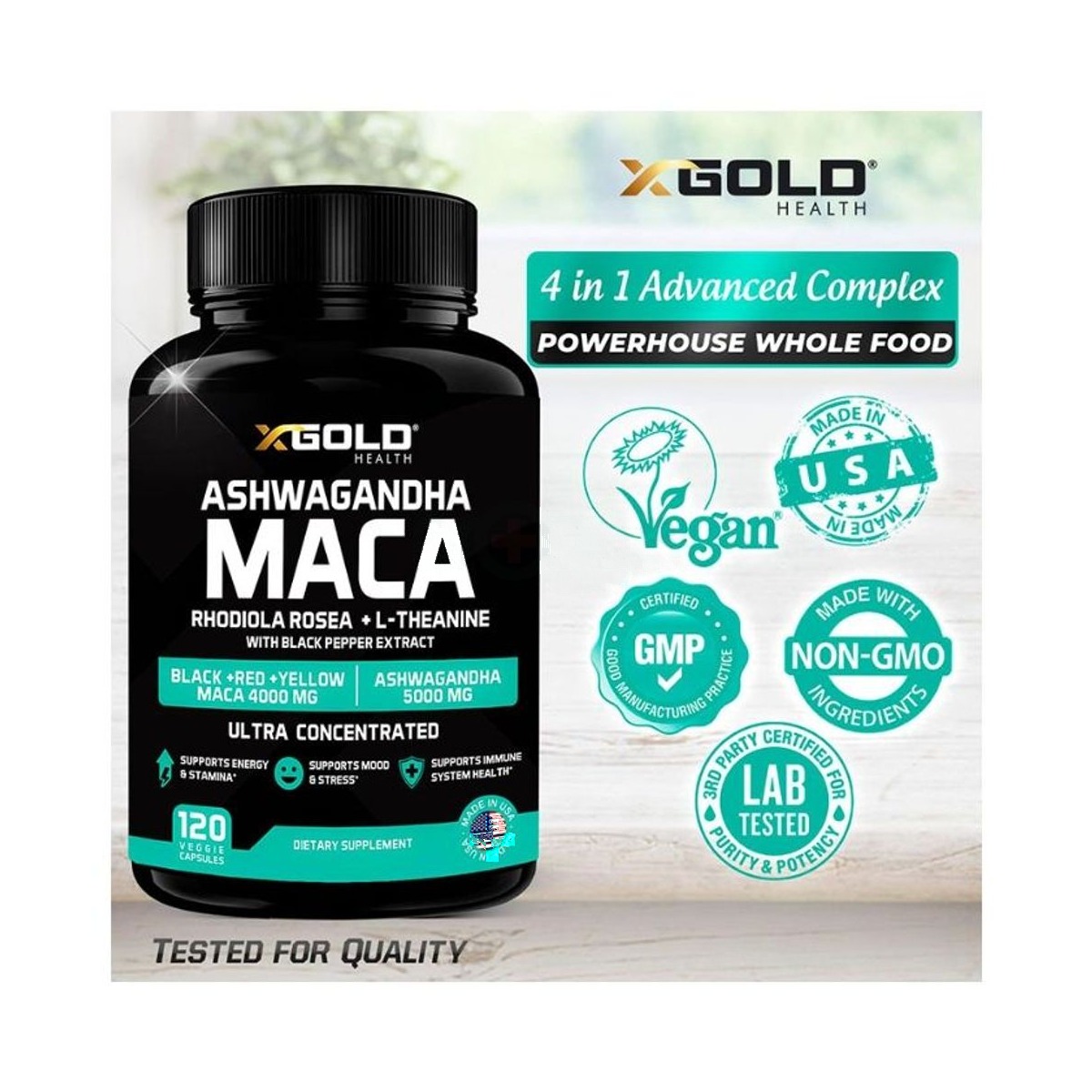 X Gold Strongest Health Maca Ashwagandha 120 Capsules