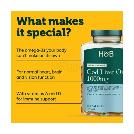 Holland & Barrett Pure Cod Liver Oil 1000mg 240 Capsules