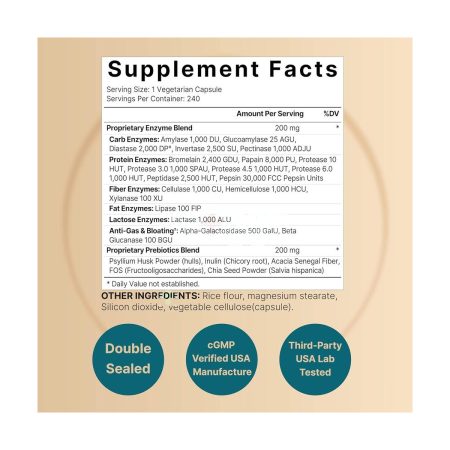 NatureBell Digestive Enzymes with Prebiotics and Prebiotics 240 Capsules
