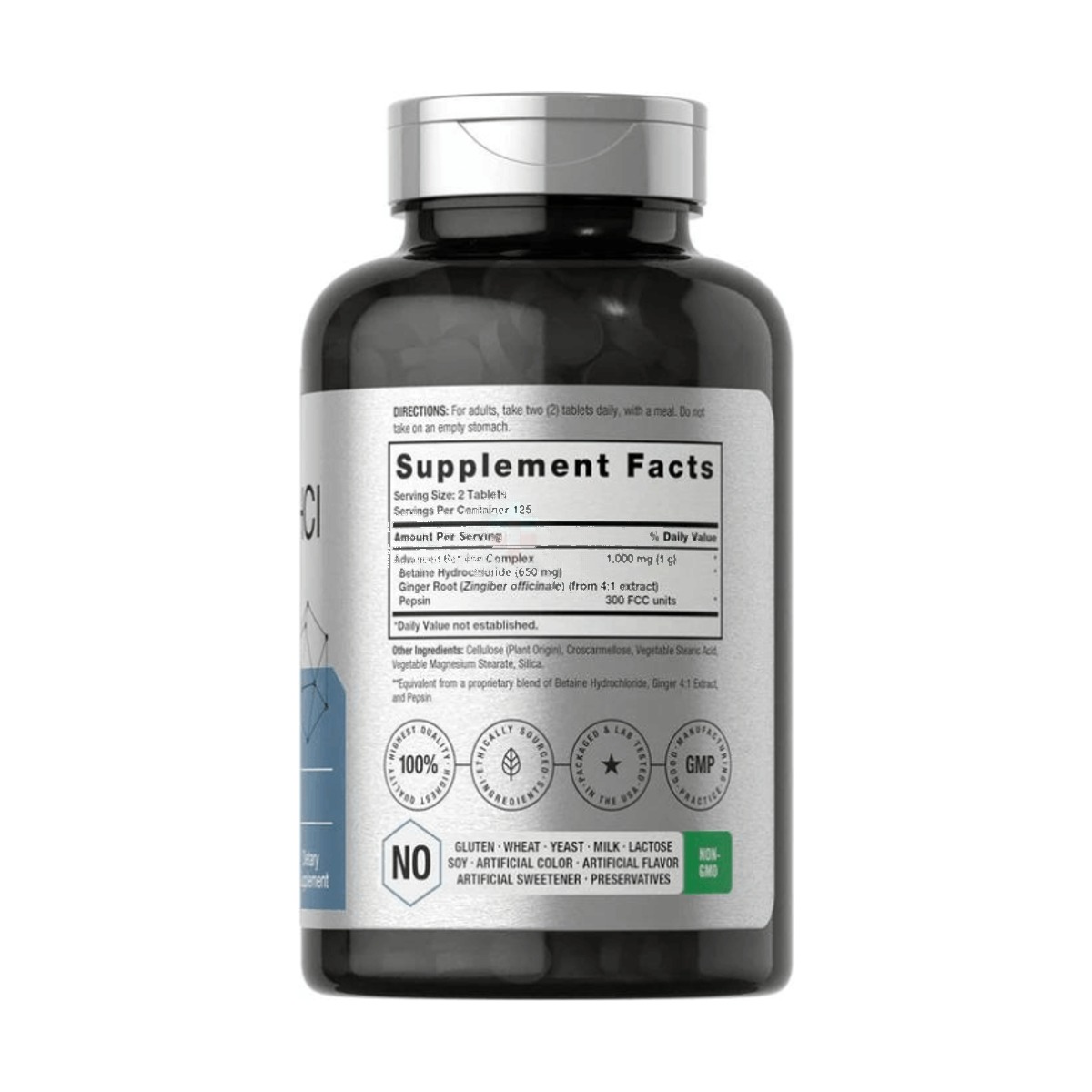 Horbäach Betaine HCl with Pepsin | 1000mg | 250 Tablets