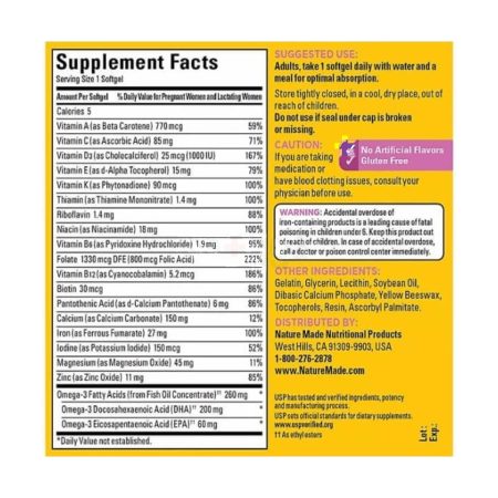 Nature Made Prenatal + Dha 200 mg Dietary Supplement (Netcount 150 Soft Gels)