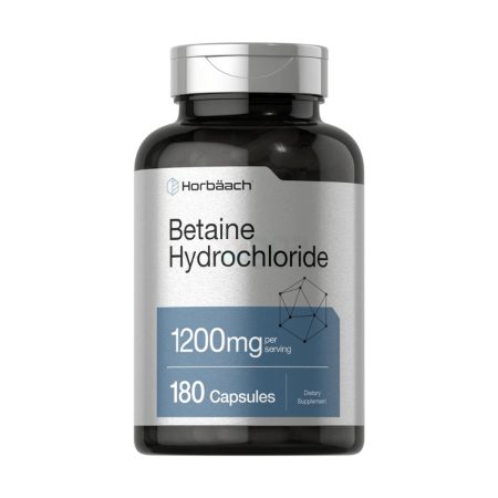 Horbaach Betaine HCl 1200mg | 180 Capsules | Betaine Hydrochloride Supplement