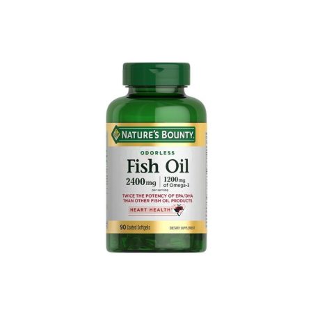 Nature's Bounty Odorless Fish Oil - 2400mg - 90 Coated Softgels with 1200mg Omega-3