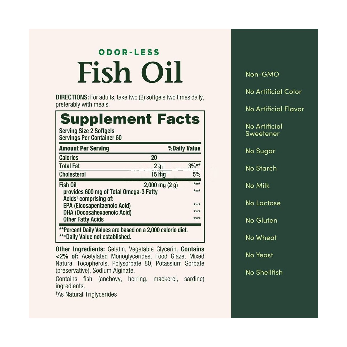 Nature's Bounty Odor-Less Fish Oil 1000mg 120 Softgels