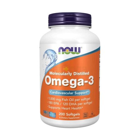 NOW Foods Supplements, Omega-3 180 EPA / 120 DHA, Molecularly Distilled, Cardiovascular Support*, 200 Softgels