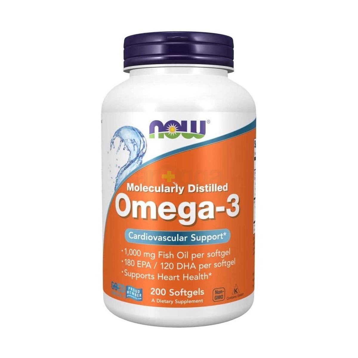 NOW Foods Supplements, Omega-3 180 EPA / 120 DHA, Molecularly Distilled, Cardiovascular Support*, 200 Softgels